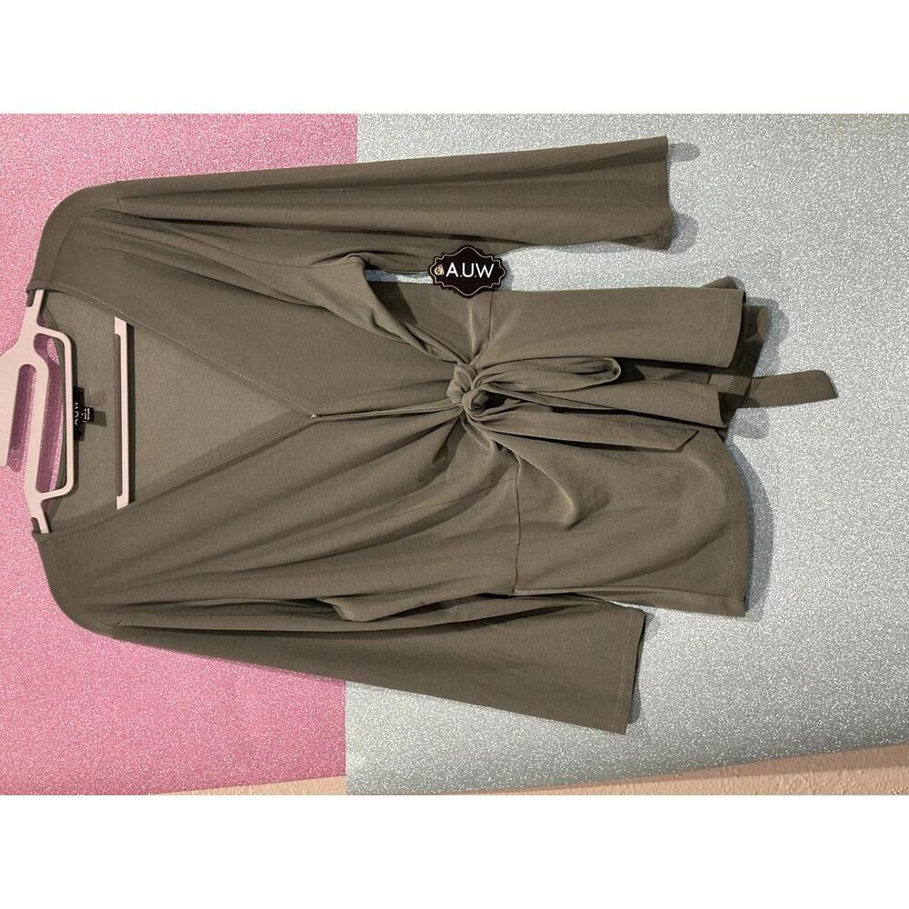 Stylish Tie-Front Long Sleeve Blouse - Picture 10 of 12